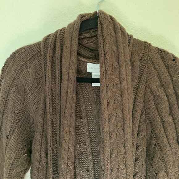 Soft Surroundings Wool Blend Long Sleeve Brown Cardigan Size Small - Picture 3 of 9